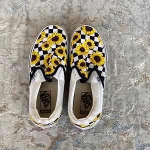 Custom sunflower checkered vans